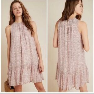 Anthropologie Natalie Flounced Pink Dress size Small, Like New